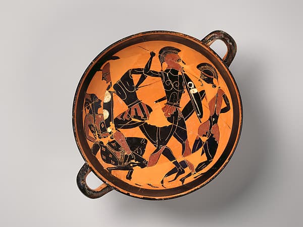 Terracotta kylix: eye-cup (drinking cup), by Lydos