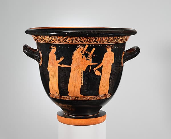 Terracotta bell-krater (bowl for mixing wine and water), by Villa Giulia Painter