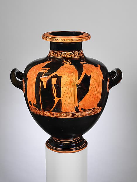 Terracotta hydria: kalpis (water jar), by Villa Giulia Painter