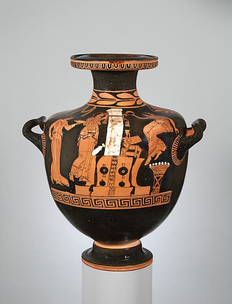Terracotta hydria (water jar), by Iliupersis Painter