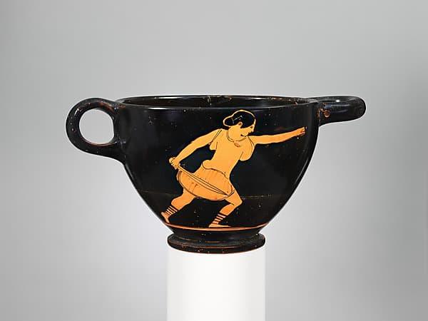 Terracotta skyphos (deep drinking cup), by Pan Painter