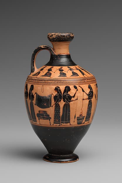 Terracotta lekythos (oil flask), by Amasis Painter