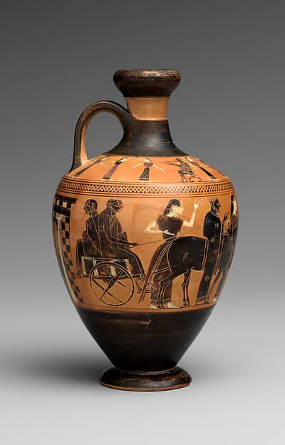 Terracotta lekythos (oil flask), by Amasis Painter
