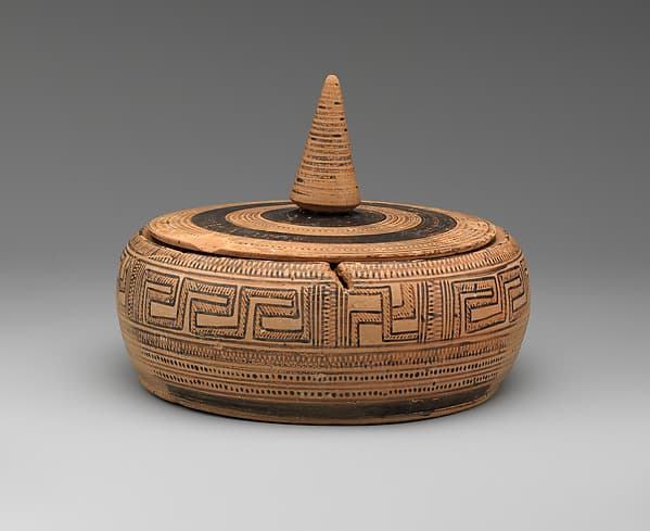 Terracotta pyxis (box with lid)