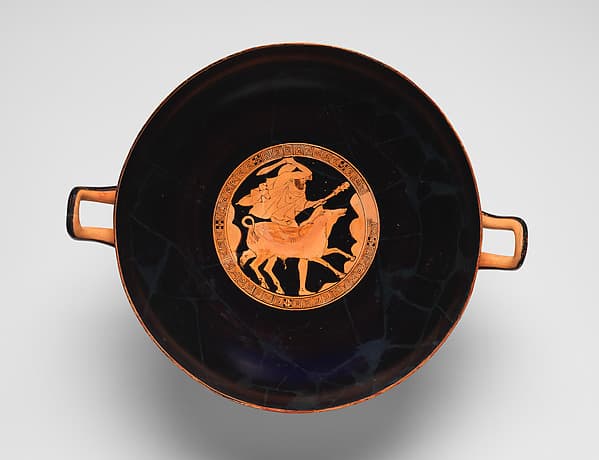 Terracotta kylix (drinking cup), by Penthesilea Painter
