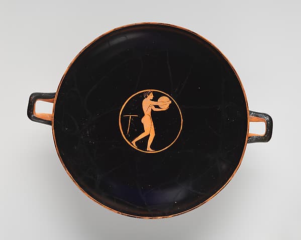 Terracotta kylix (drinking cup), by Epeleios Painter