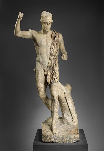 Marble statue of a wounded warrior