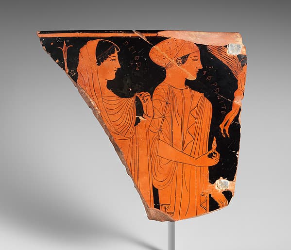 Fragment of a terracotta skyphos (deep drinking cup), by Douris