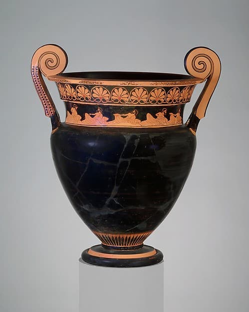 Terracotta volute-krater (bowl for mixing wine and water), by Karkinos Painter