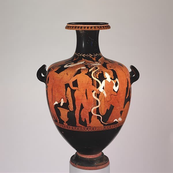 Terracotta hydria (water jar), by Hesperides Painter