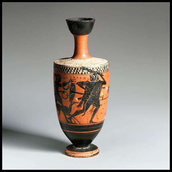 Terracotta lekythos (oil flask), by Sappho Painter