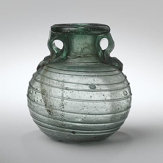 Glass aryballos (oil bottle)