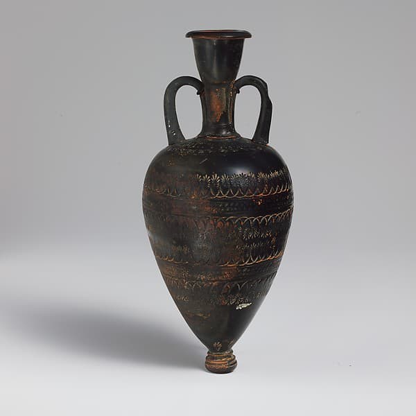 Terracotta amphoriskos (oil flask)