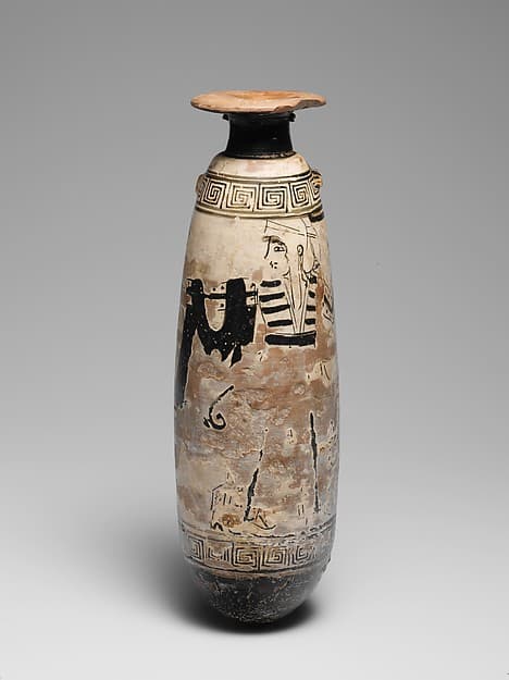 Terracotta alabastron (perfume vase), by Group of the Paidikos Alabastra