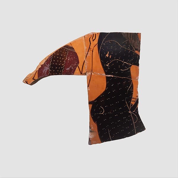 Fragments of a terracotta amphora (jar), by Amasis Painter
