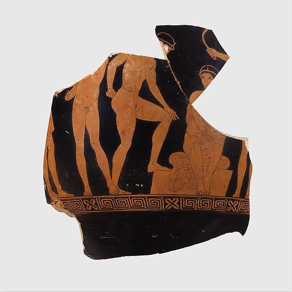 Fragment of a terracotta bell-krater (bowl for mixing wine and water), by Group of Polygnotos