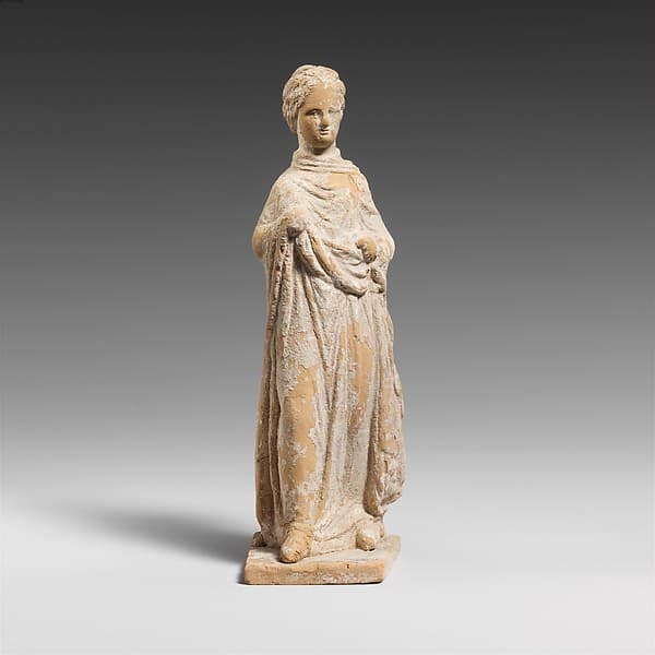 Terracotta statuette of a draped woman