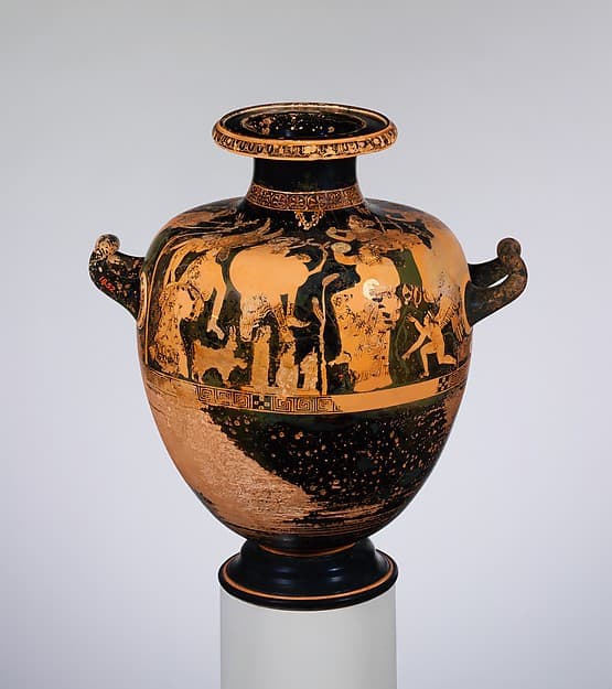 Terracotta hydria (water jar), by Meidias Painter
