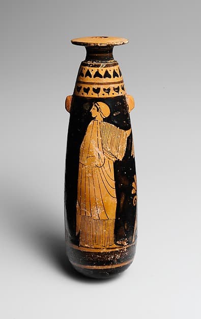 Terracotta alabastron (perfume vase), by Painter of Palermo 1162