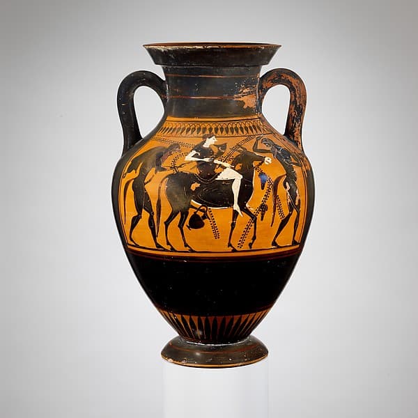 Terracotta amphora (jar), by Acheloös Painter