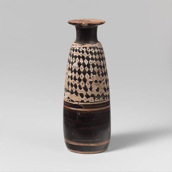 Terracotta Columbus alabastron (perfume vase), by Beldam Painter