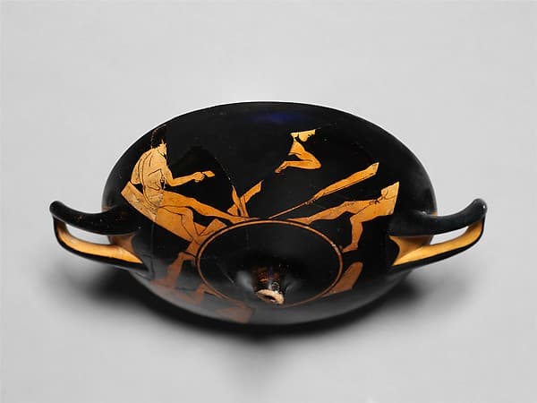 Terracotta kylix (drinking cup), by Antiphon Painter