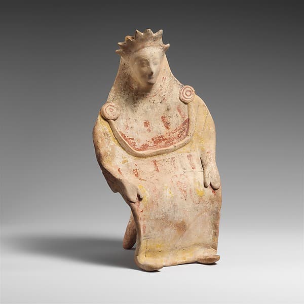 Terracotta statuette of a seated goddess