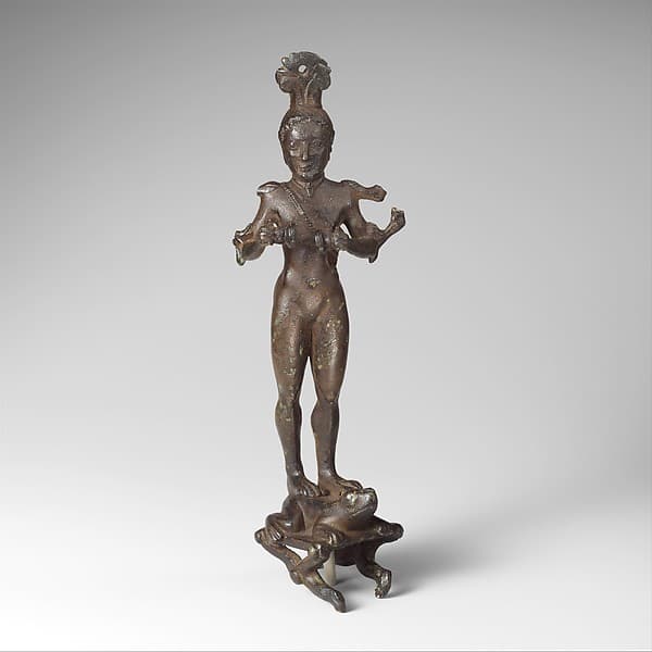 Bronze mirror support in the form of a nude girl