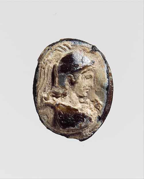 Glass cameo: bust of Athena