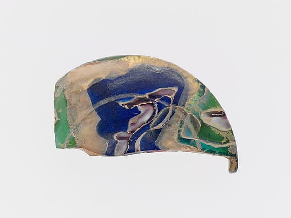 Glass gold-band mosaic lid fragment