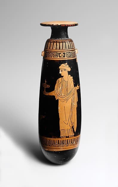 Terracotta alabastron (perfume vase), by Persephone Painter