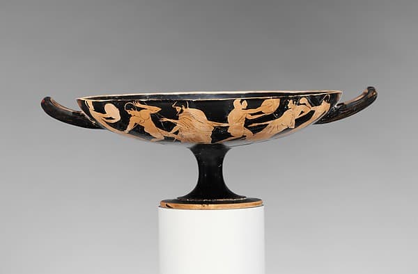 Terracotta kylix (drinking cup), by Epeleios Painter