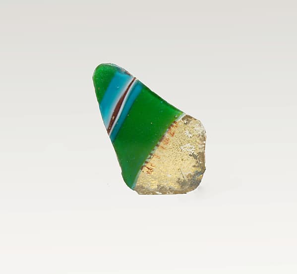 Glass gold-band mosaic bowl fragment