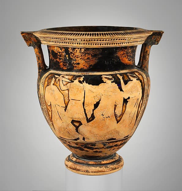Terracotta column-krater (vase for mixing wine and water), by Boreas Painter