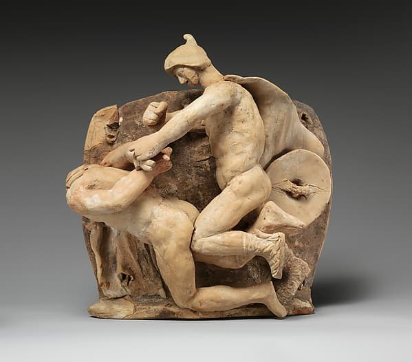 Terracotta relief probably from a funnel vase
