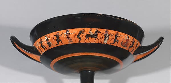 Terracotta kylix: band-cup (drinking cup), by Oakeshott Painter