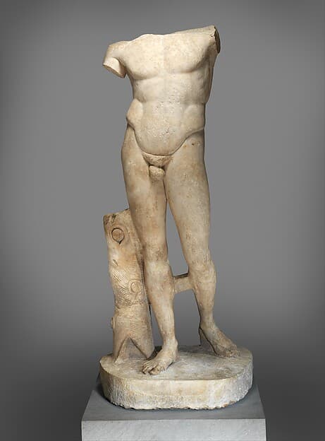 Marble statue of the Diadoumenos (youth tying a fillet around his head), by Polykleitos