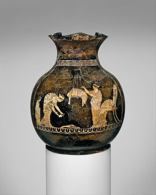 Terracotta oinochoe: chous (jug), by Meidias Painter