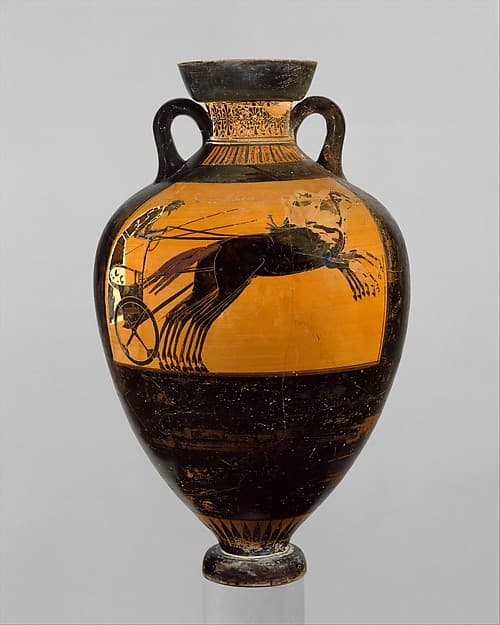 Terracotta Panathenaic prize amphora, by Kleophrades Painter