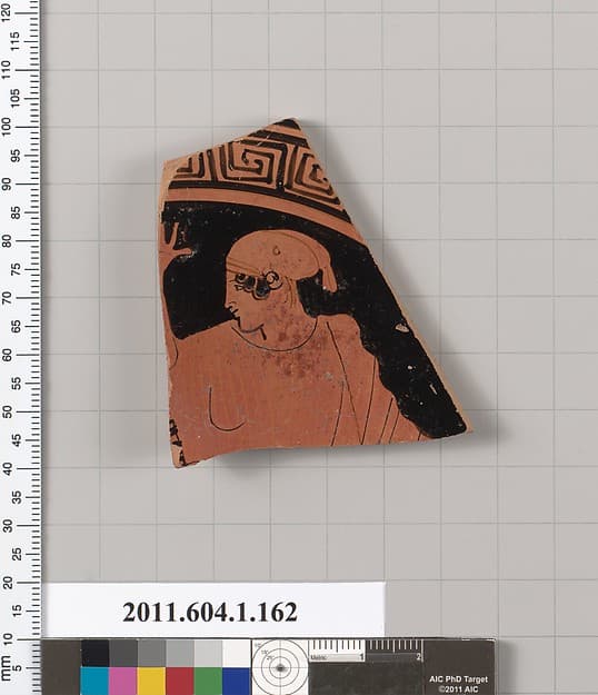 Terracotta fragment of a kylix (drinking cup), by Penthesilea Painter