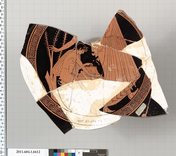 Terracotta fragment of a kylix (drinking cup), by Brygos Painter