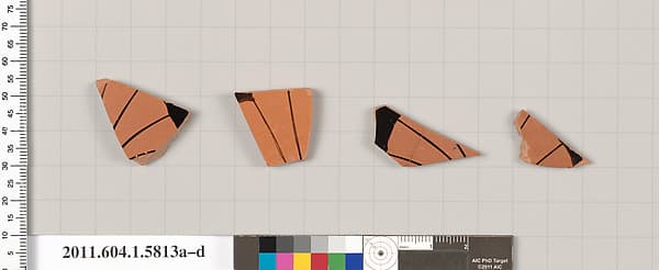 Terracotta fragments of kylikes: eye-cups (drinking cups)