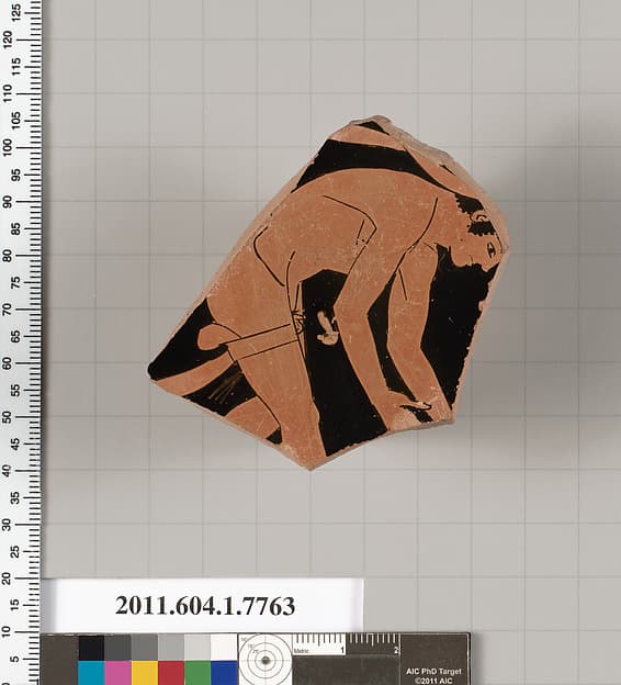 Terracotta fragment of a kylix (drinking cup), by Villa Giulia Painter