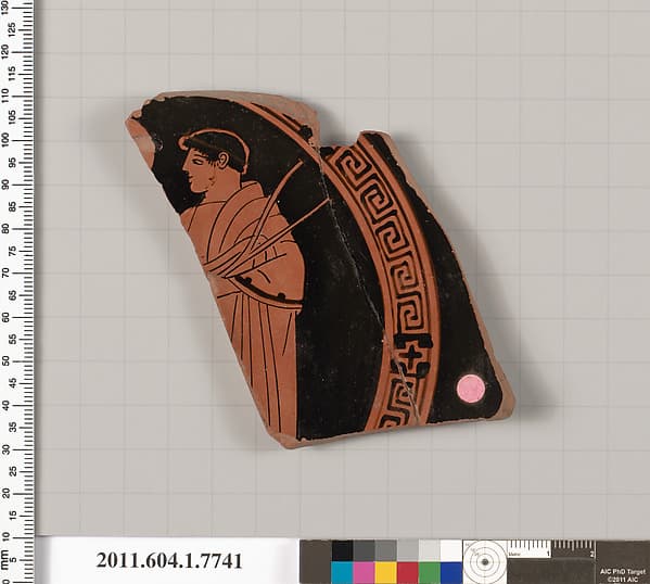 Terracotta fragment of a kylix (drinking cup), by Boot Painter