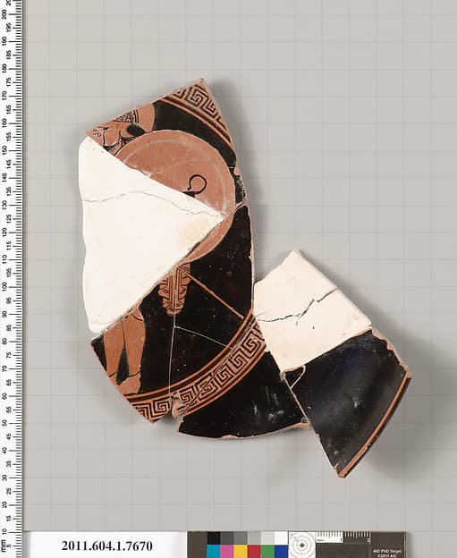 Terracotta fragment of a kylix (drinking cup), by Boot Painter