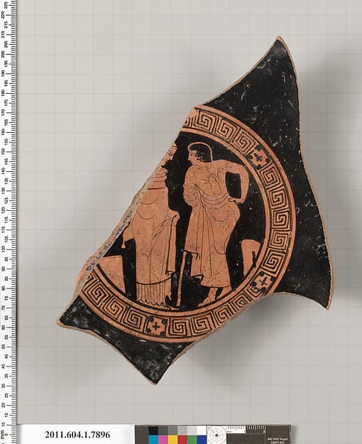 Terracotta fragment of a kylix (drinking cup), by Painter of London E 777