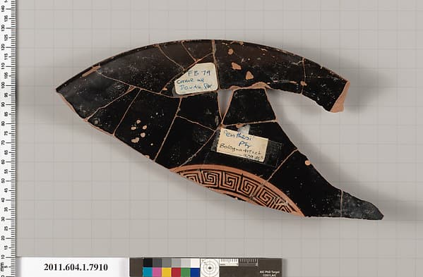 Terracotta fragment of a kylix (drinking cup), by Penthesilea Painter