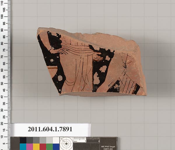 Terracotta fragment of a kylix (drinking cup), by Painter of London E 777