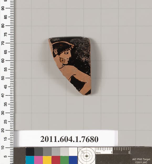 Terracotta rim fragment of a kylix (drinking cup), by Boot Painter