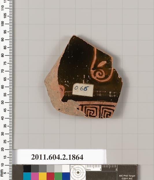 Terracotta fragment of a skyphos (deep drinking cup), by Penthesilea Painter
